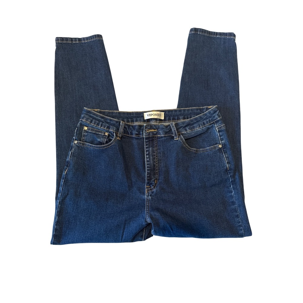 VIPONES Dark Wash Denim Jeans Womens‎ Size 14 Casual Comfort Stretch